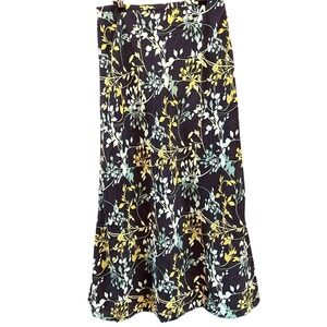 Vintage Y2K Valerie Stevens Silk Botanical Flouncy Maxi Skirt Size 12 Springcore